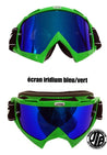 MASQUE LUNETTES MOTO CROSS QUAD VTT BMX MTB VERT + ÉCRAN IRIDIUM VERT BLEU JLP RACING